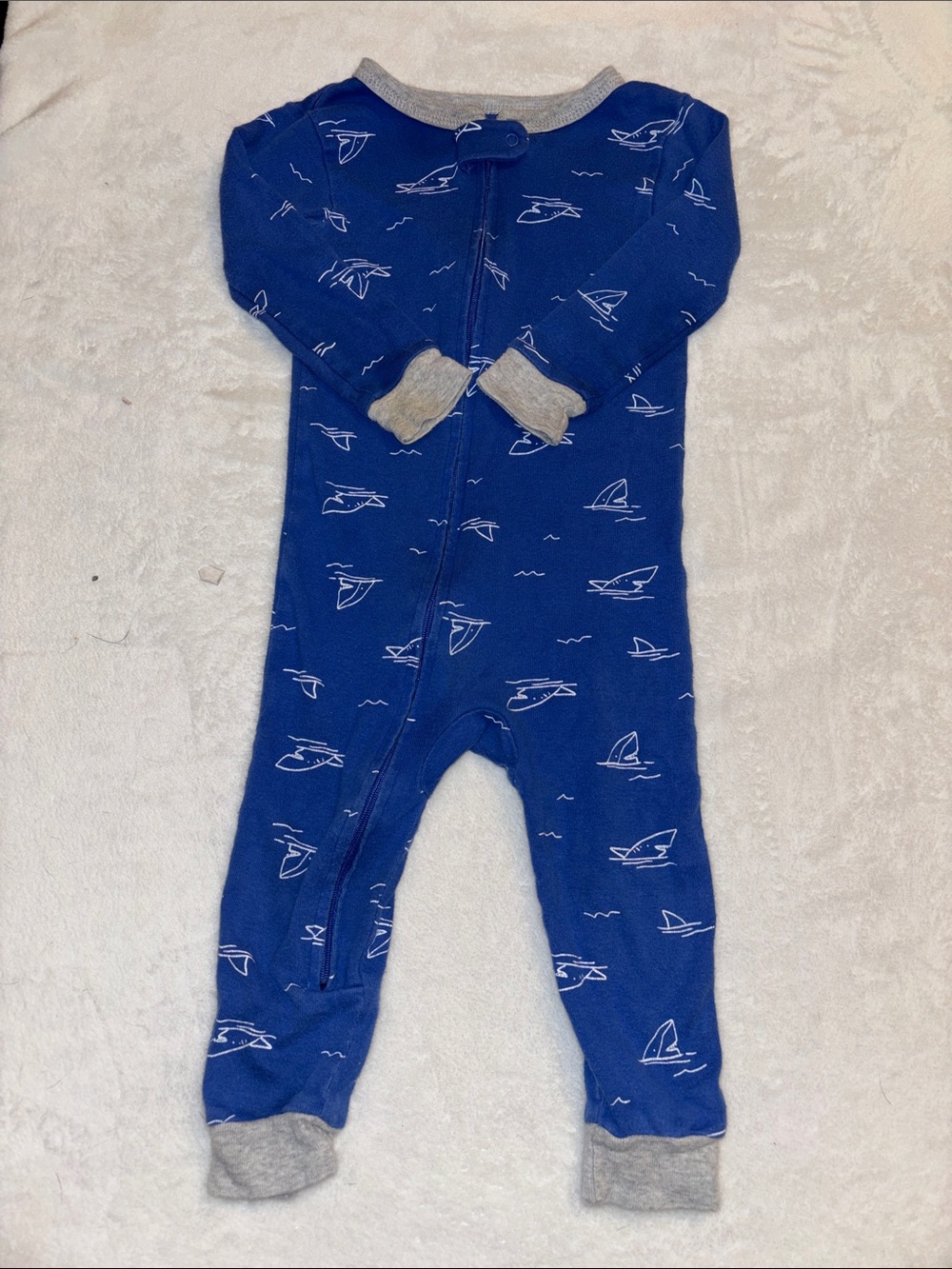 (2 for $10) carters Navy Sailboat Print Kids sleeper Pajamas 18 month baby boy